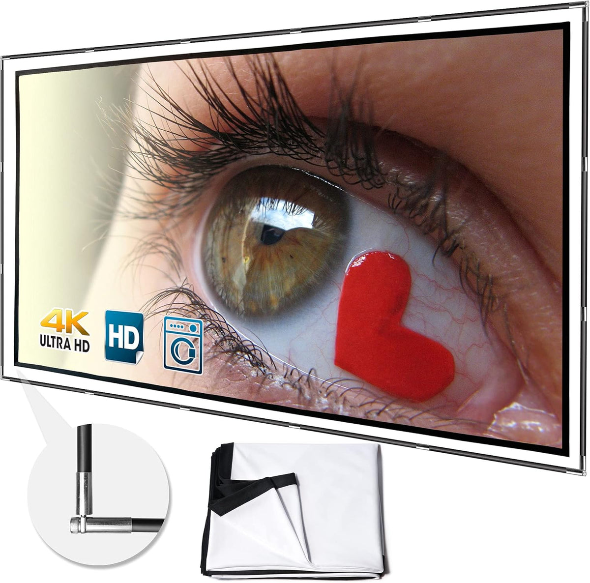 Foldable Projector Screen 100 inch 16:9 HD 4K Anti-Crease Black Backing Silver Portable Projection Screen Pack of 2 Y13436