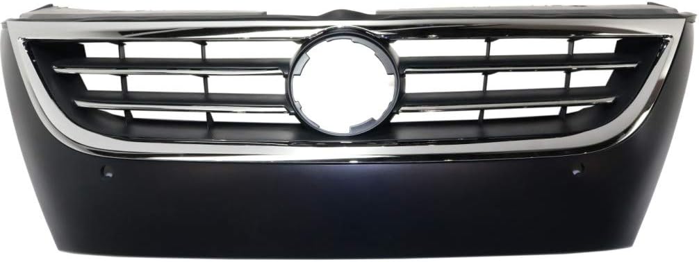 Primed Black Plastic Grille Assembly with Chrome Molding and Distance Sensor Hole D702786