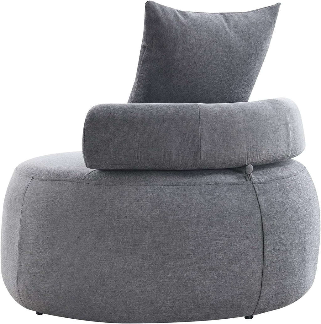 Grey Chenille Upholstered Barrel Chair J44358
