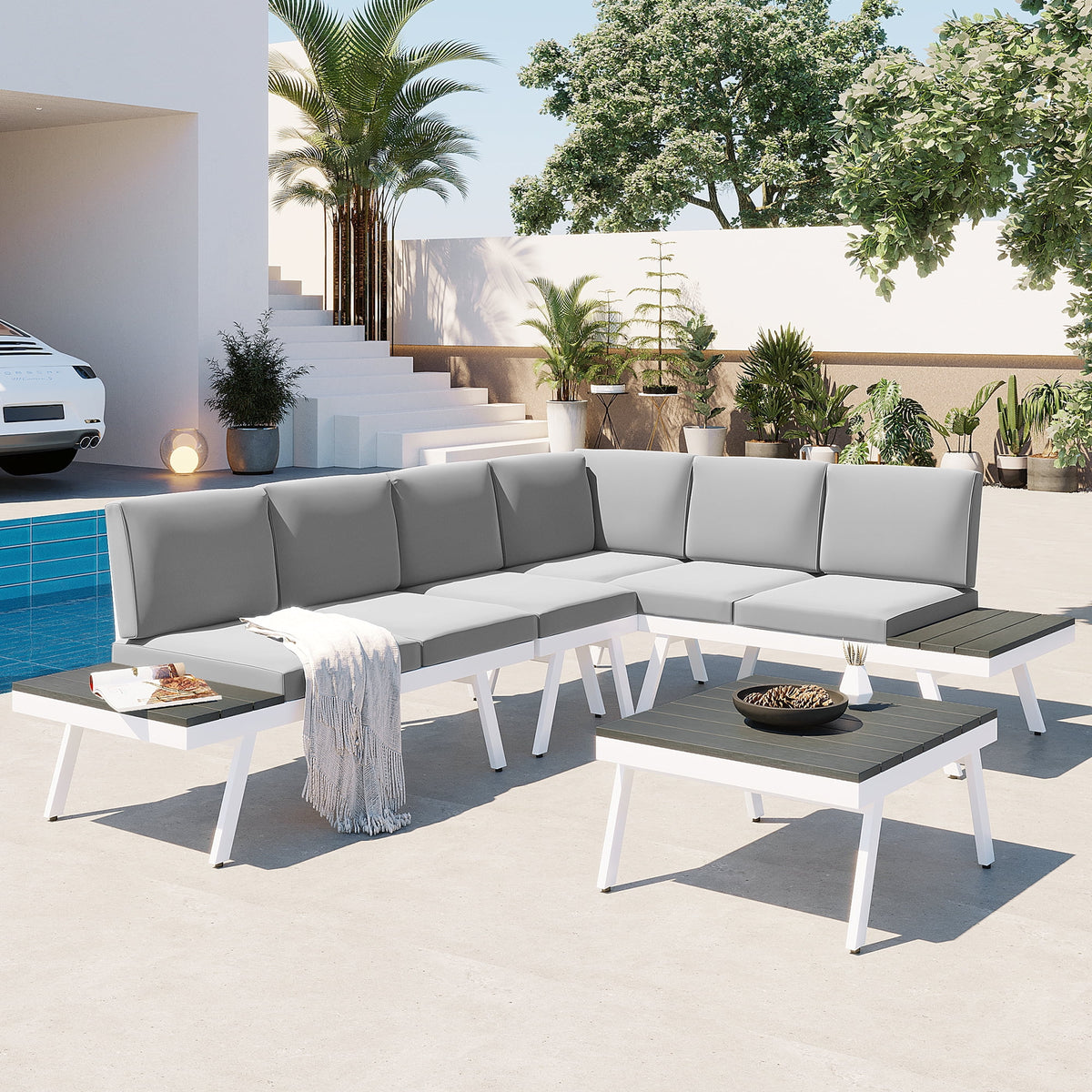 5 Piece Outdoor Patio Furniture Set Grey I21487