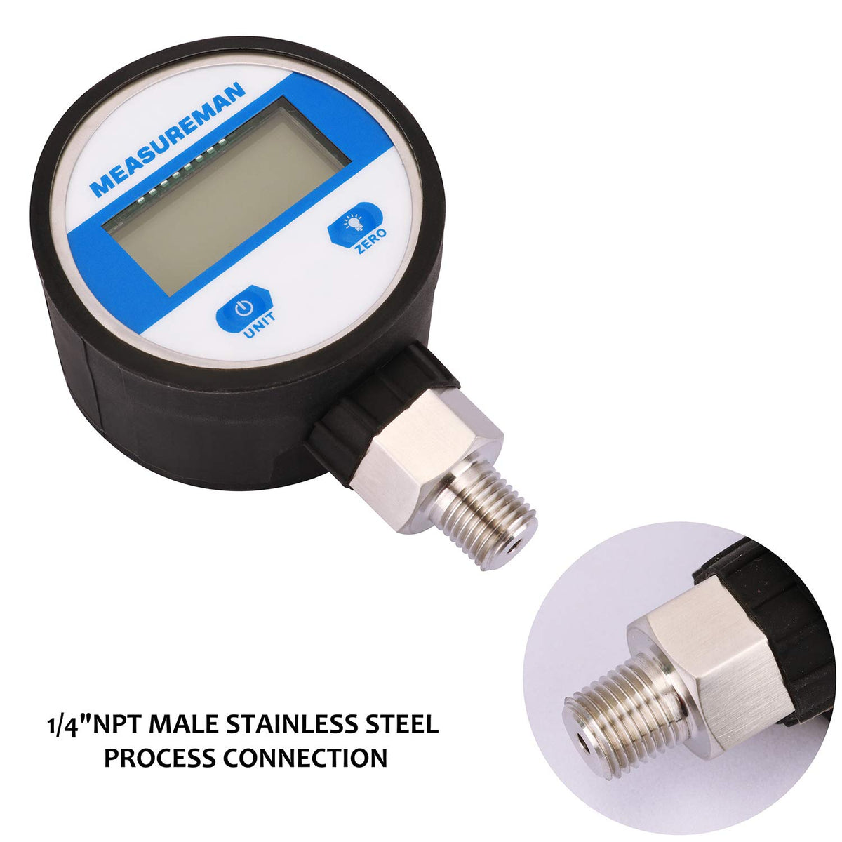 2-1/2" Digital Industrial Vacuum Gauge, Stainless Steel, -15psi, Pack of 2 A39210