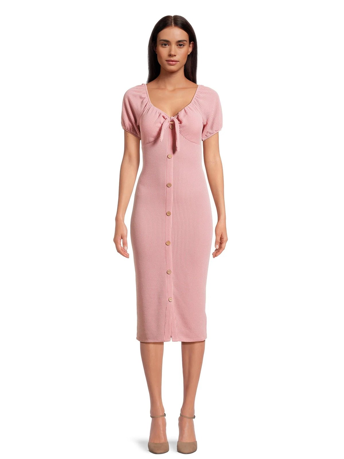 Knit Dress with Short Puff Sleeves N40718