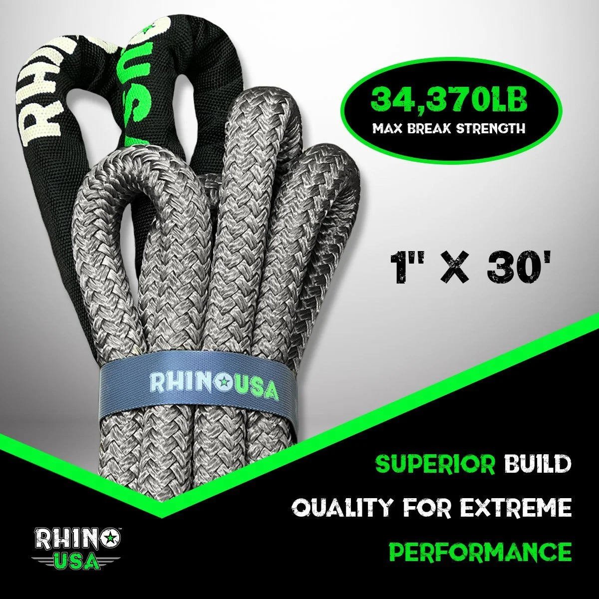 Kinetic Recovery Tow Rope 1in x 30ft Gray D506333