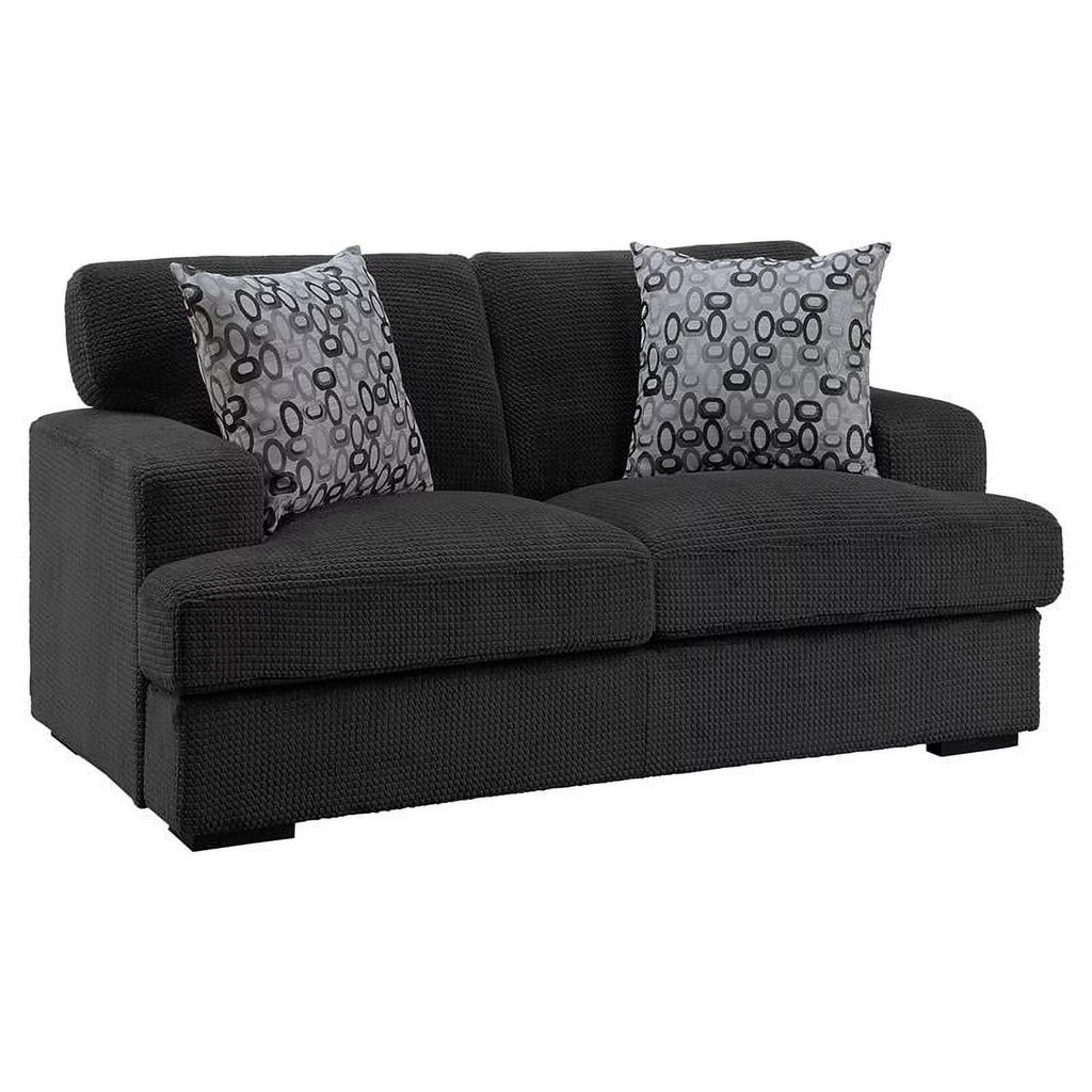 Gray Microfiber Loveseat with 2 Pillows R60331