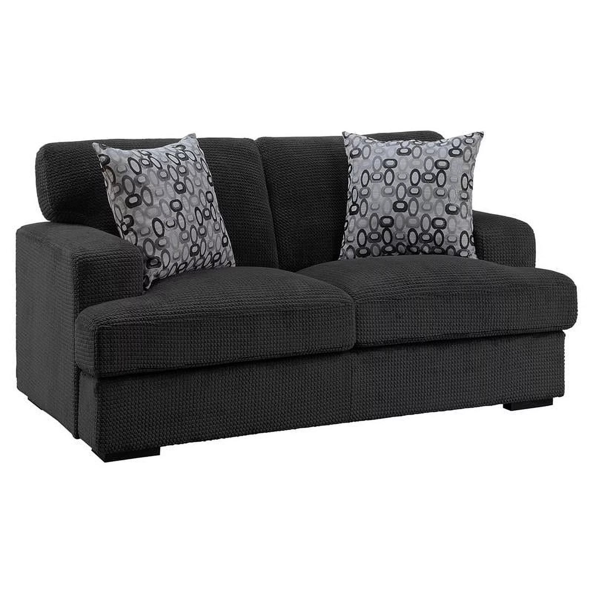 Gray Microfiber Loveseat with 2 Pillows R60331