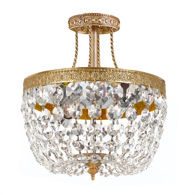 3 Light Clear Spectra Brass Ceiling Mount P893