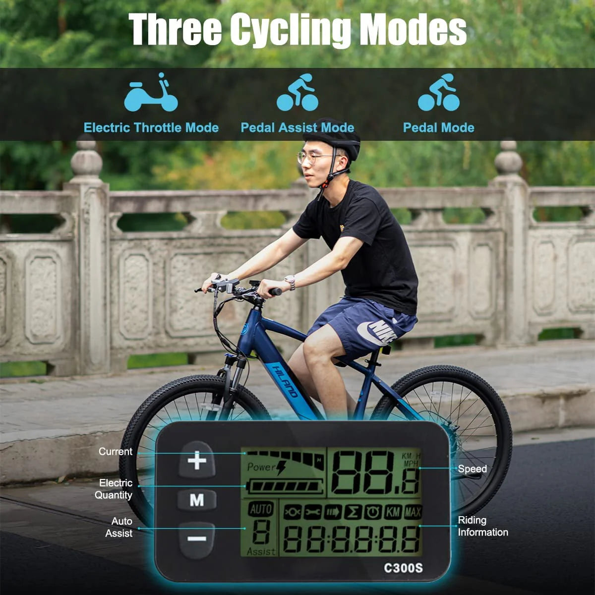 Blue 350W 36V 7-Speed Electric Bike U164246
