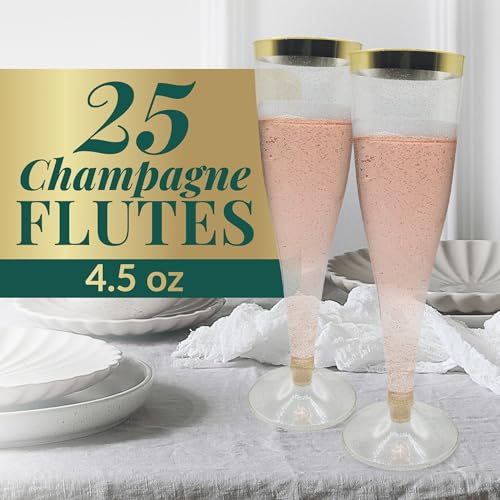 25 Pack 4.5 oz Plastic Champagne Flutes I195194