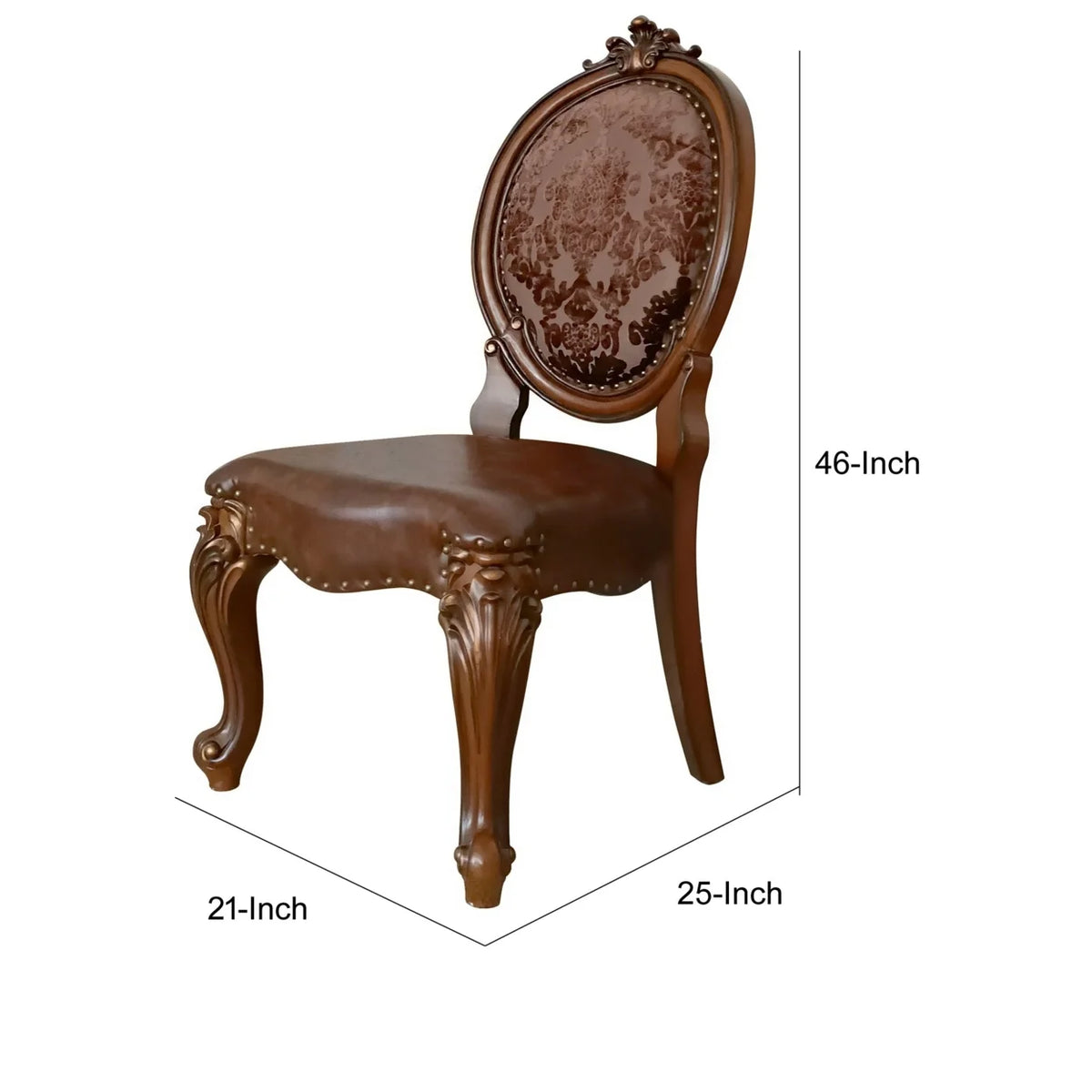 Set of 2 Brown Tufted Faux Leather Dining Chair Q499
