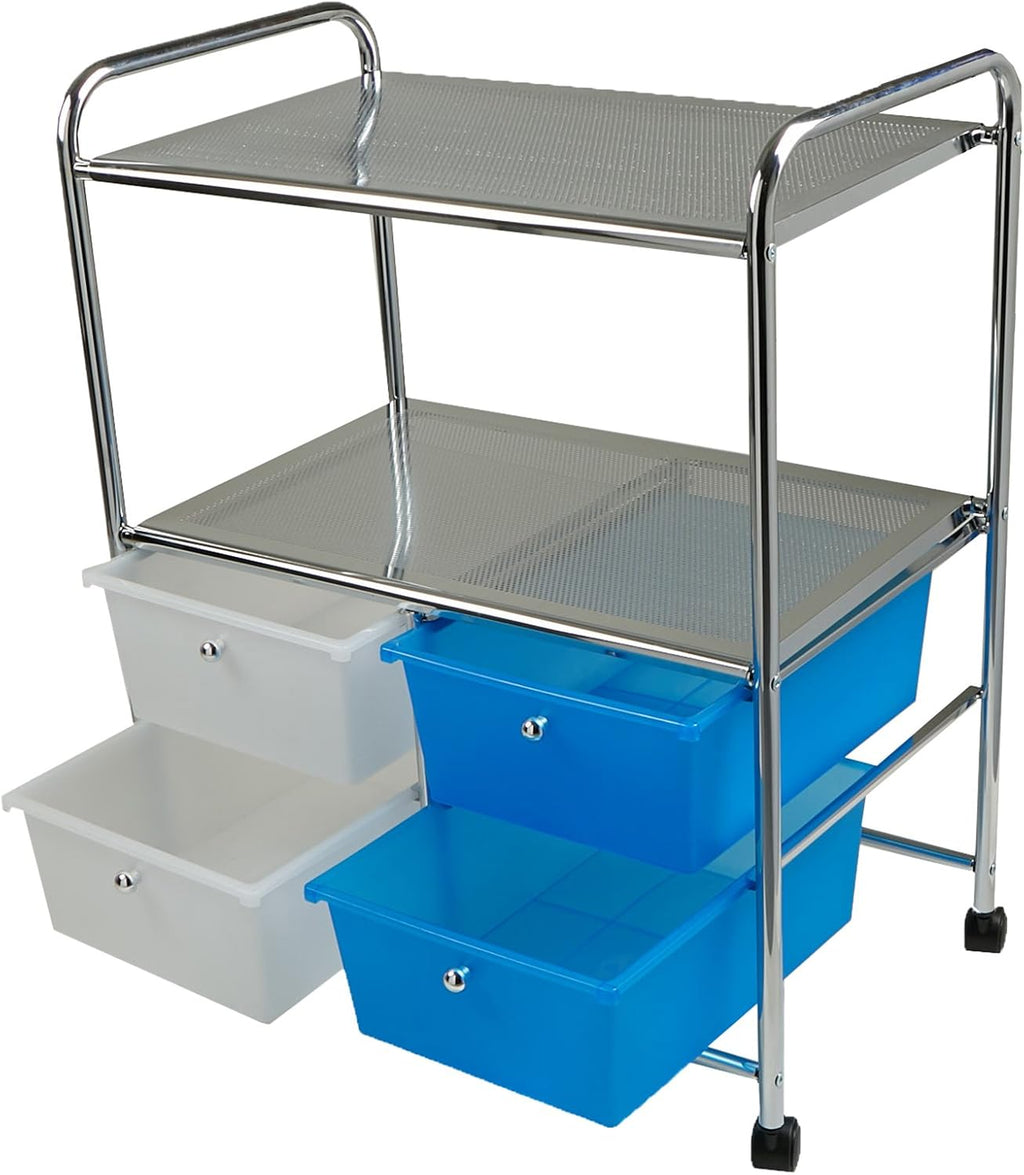 Silver 4 Drawer Rolling Utility Cart B858409