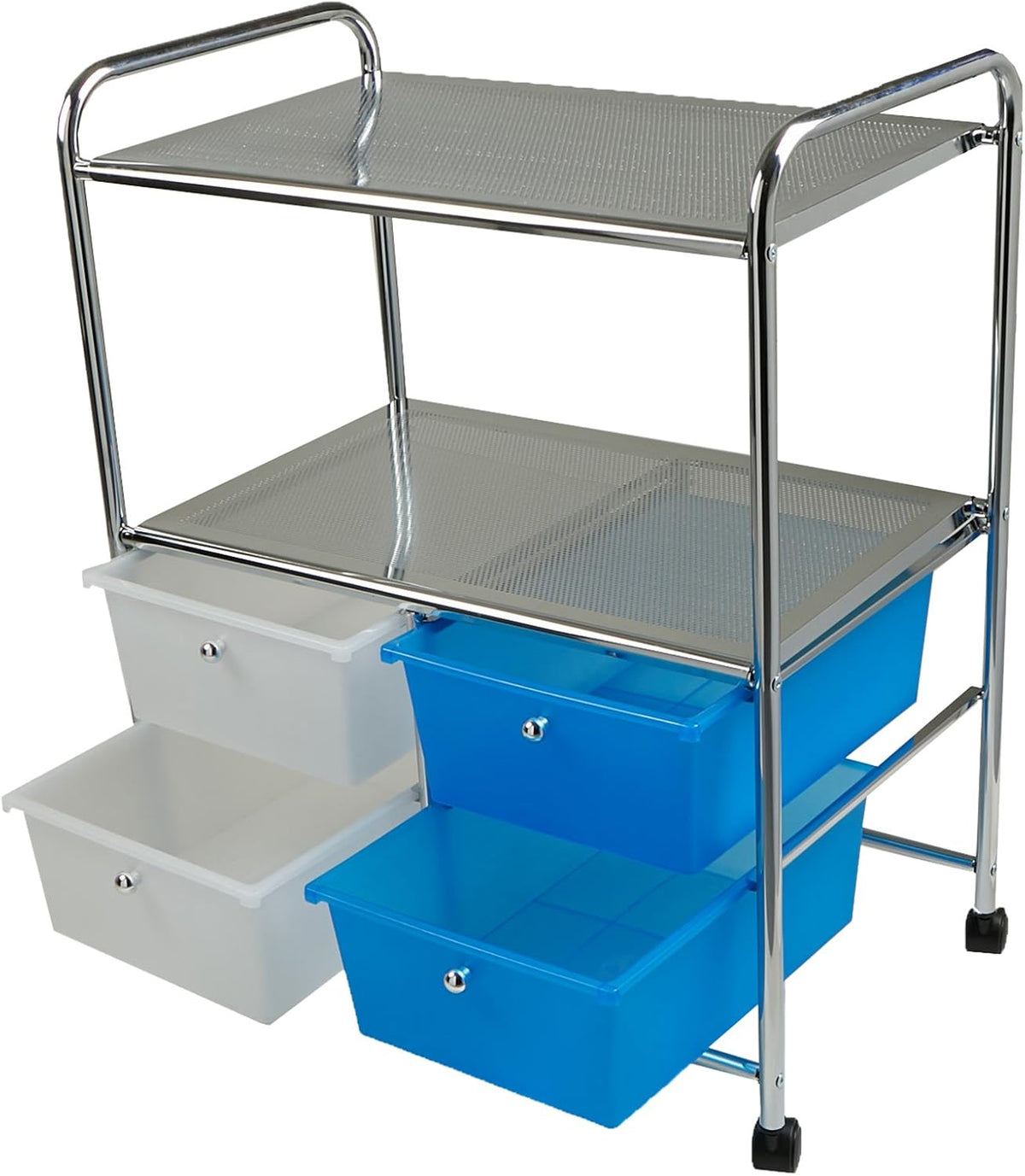 Silver 4 Drawer Rolling Utility Cart B858409