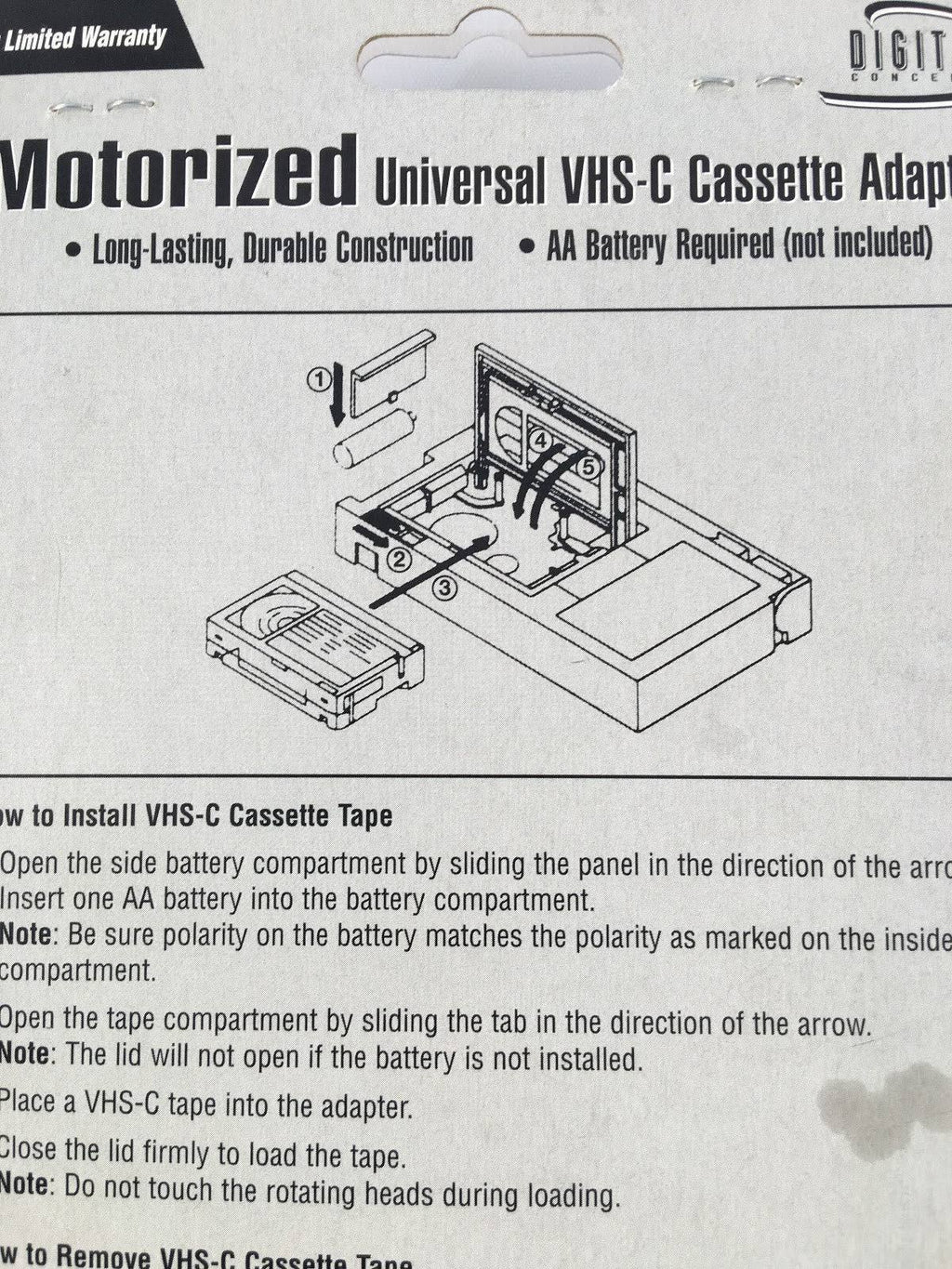 Video Cassette Adapter C158440