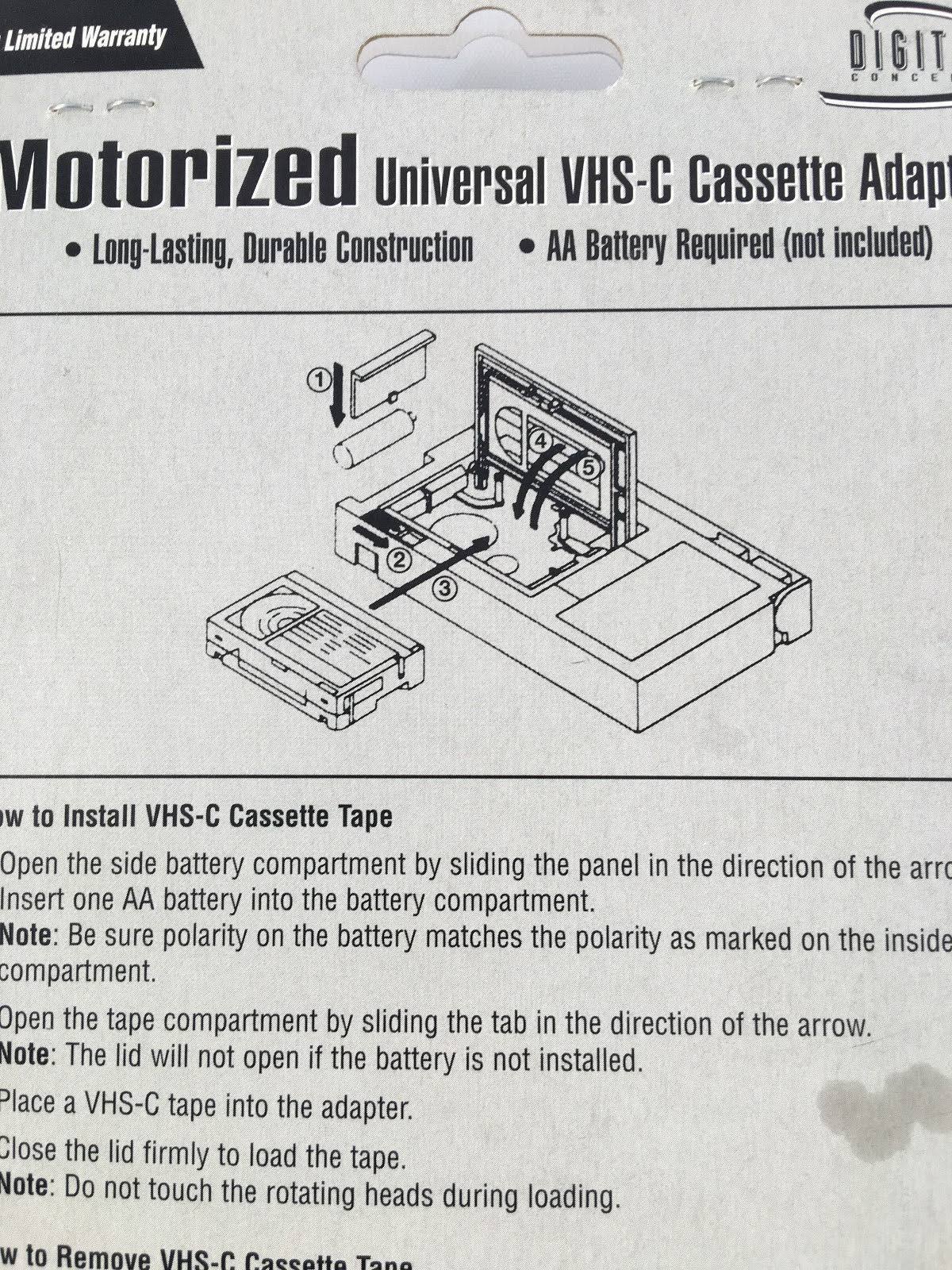 Video Cassette Adapter C158440