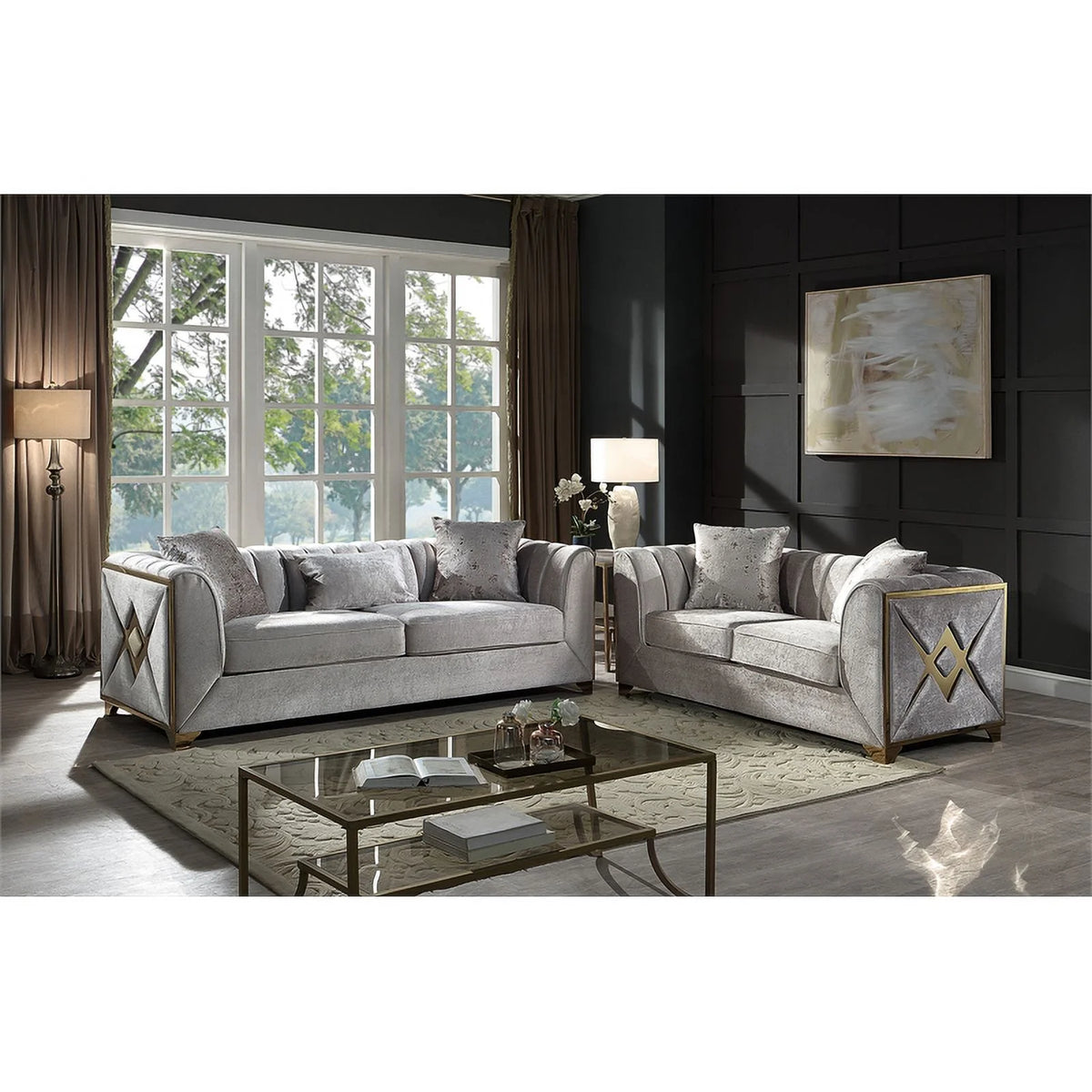 2 PC Wood Living Room Set in Cream G459479