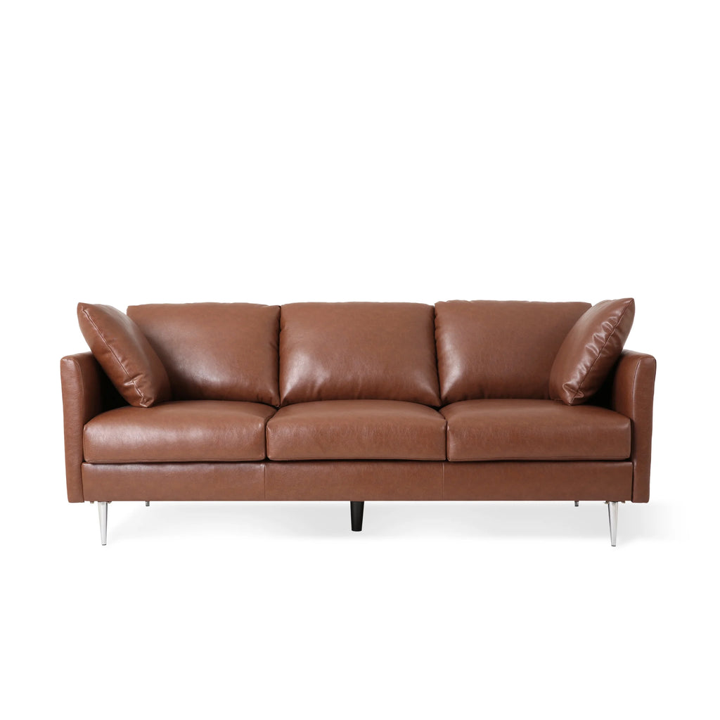 Faux Leather 3 Seater Sofa with Pillows M63219