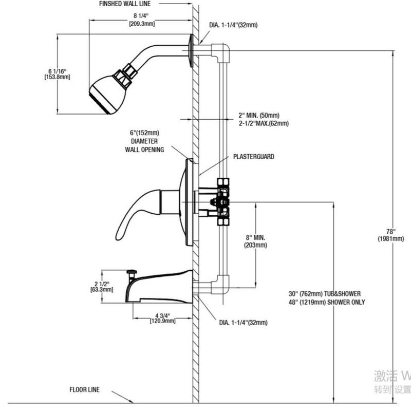 Single Handle Tub and Shower Faucet 1.8 GPM Brushed Nickel K6696