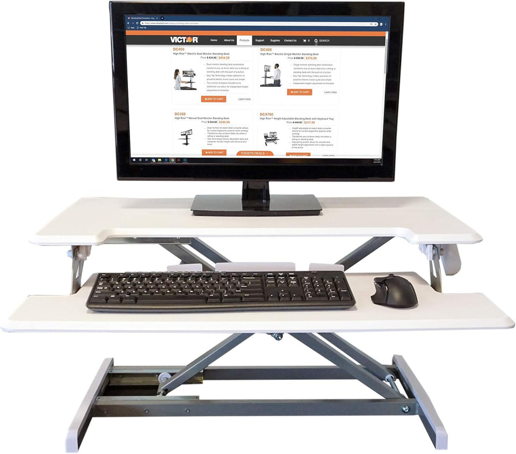 Gray Height Adjustable Standing Desk with Removable Keyboard Tray Z888573