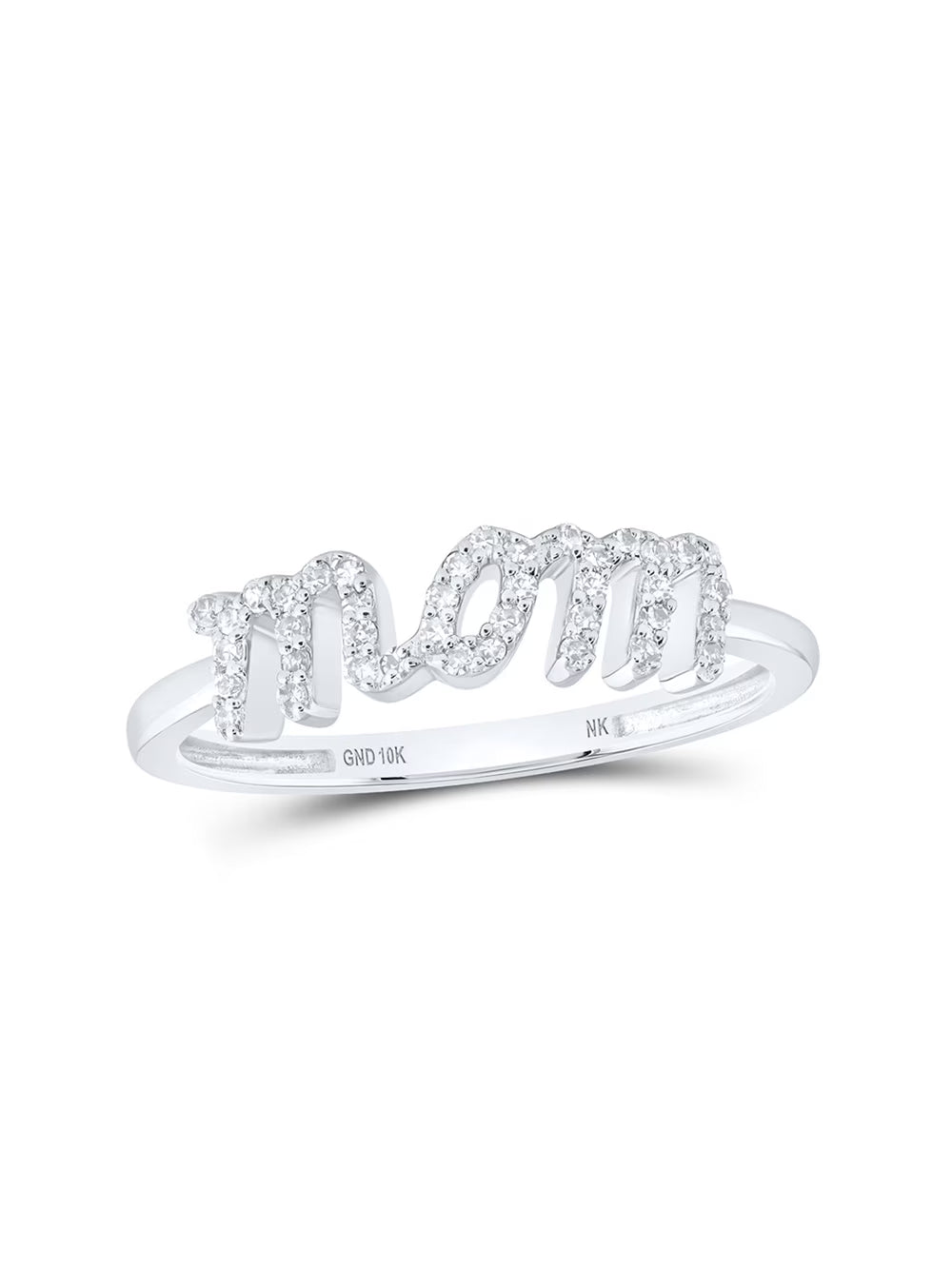 10kt White Gold Diamond Mom Ring 1/6 Cttw H877
