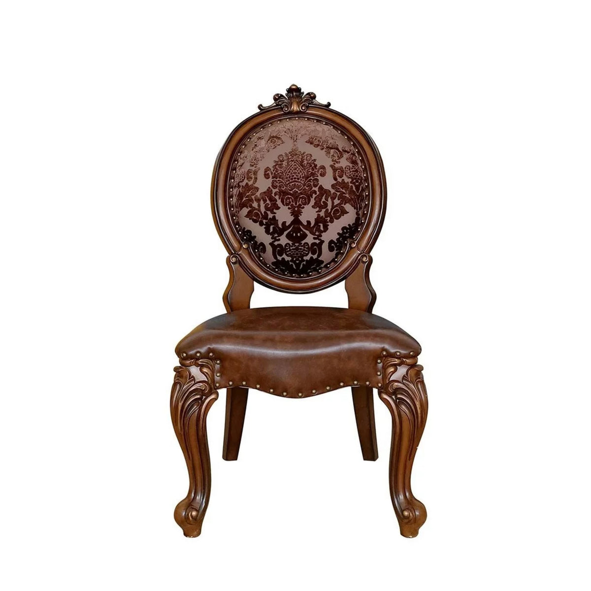 Set of 2 Brown Tufted Faux Leather Dining Chair Q499