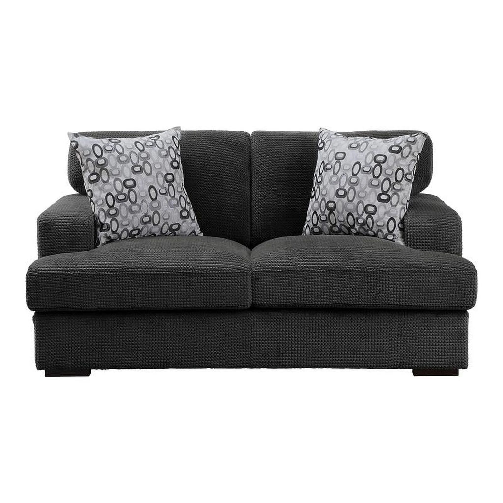 Gray Microfiber Loveseat with 2 Pillows R60331