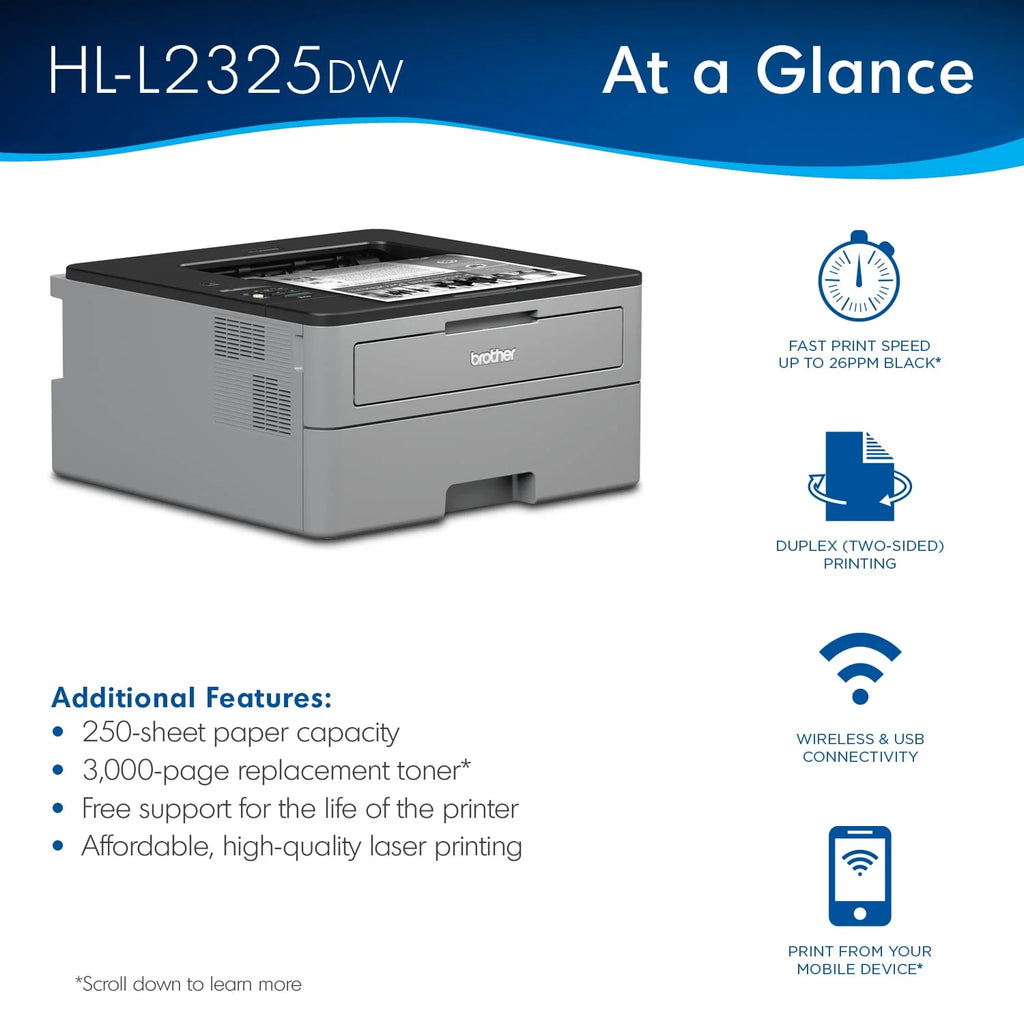 Monochrome Laser Printer with Wireless Networking and Duplex Printing V80502