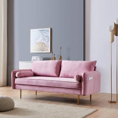Pink Velvet Fabric Sofa Y7830