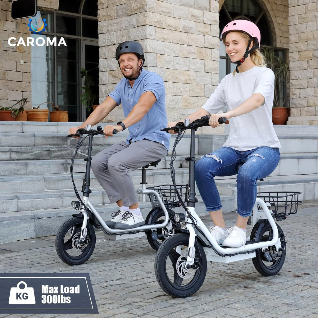 800W Adults Folding Electric Scooter with Removable Seat, Basket, 14" Tire, Silver B498