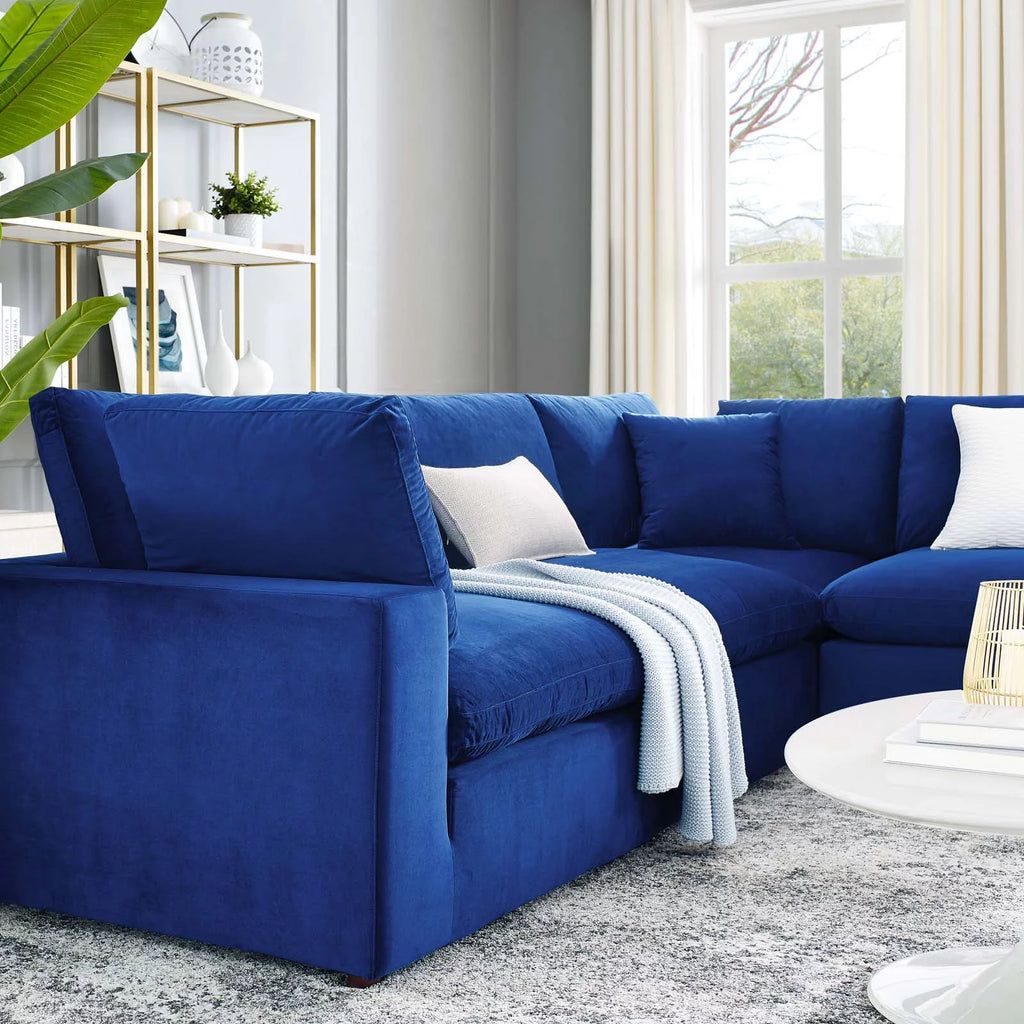 Blue Navy Velvet Sectional Sofa Set F657434