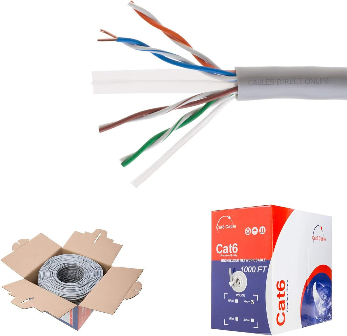 Orange CAT6 1000ft UTP Solid Ethernet Cable 23AWG F841130