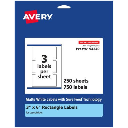 Matte White Rectangle Labels, 3 inch x 6 inch, 750 Labels Z1073