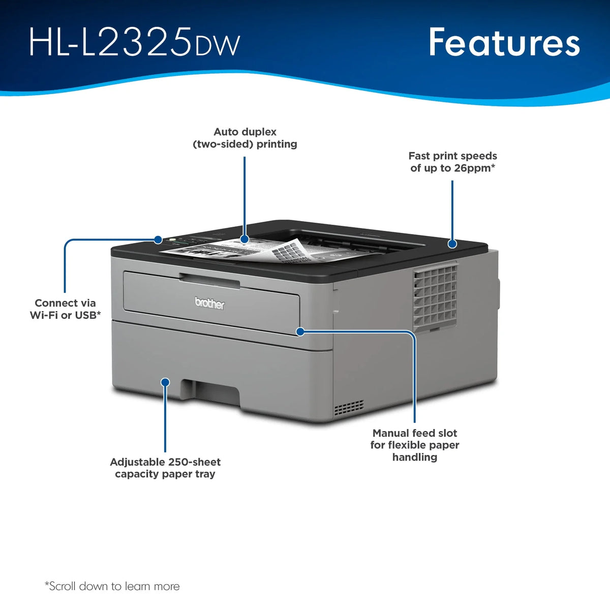 Monochrome Laser Printer with Wireless Networking and Duplex Printing V80502
