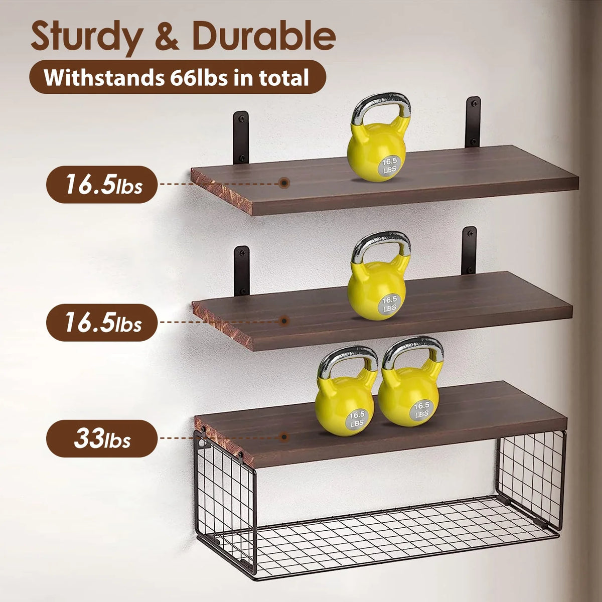 Wall Mount Storage Shelves with Basket S12435