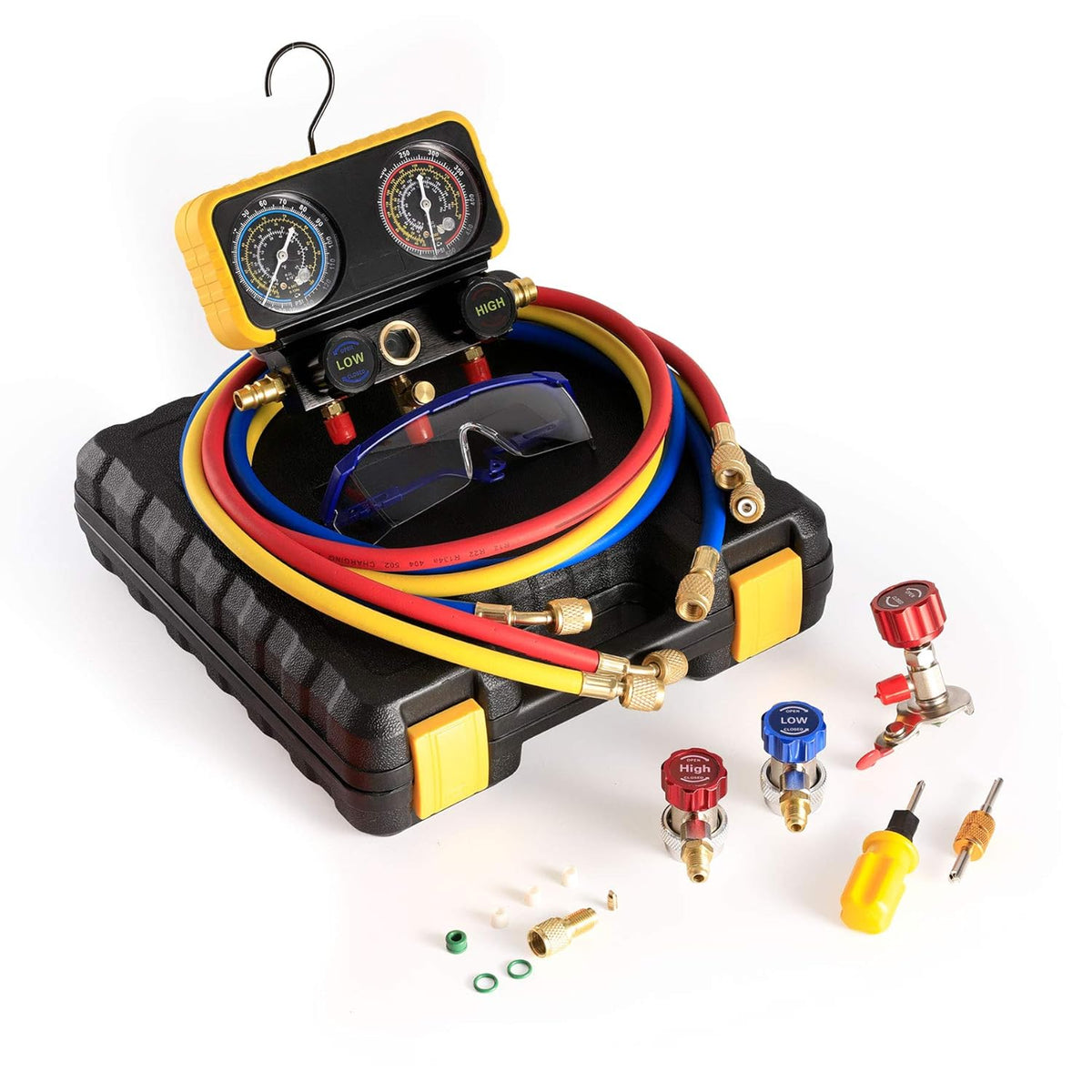 AC Manifold Gauge Set for R134a R12 R22 R502 Refrigerants with 5' Hose W256