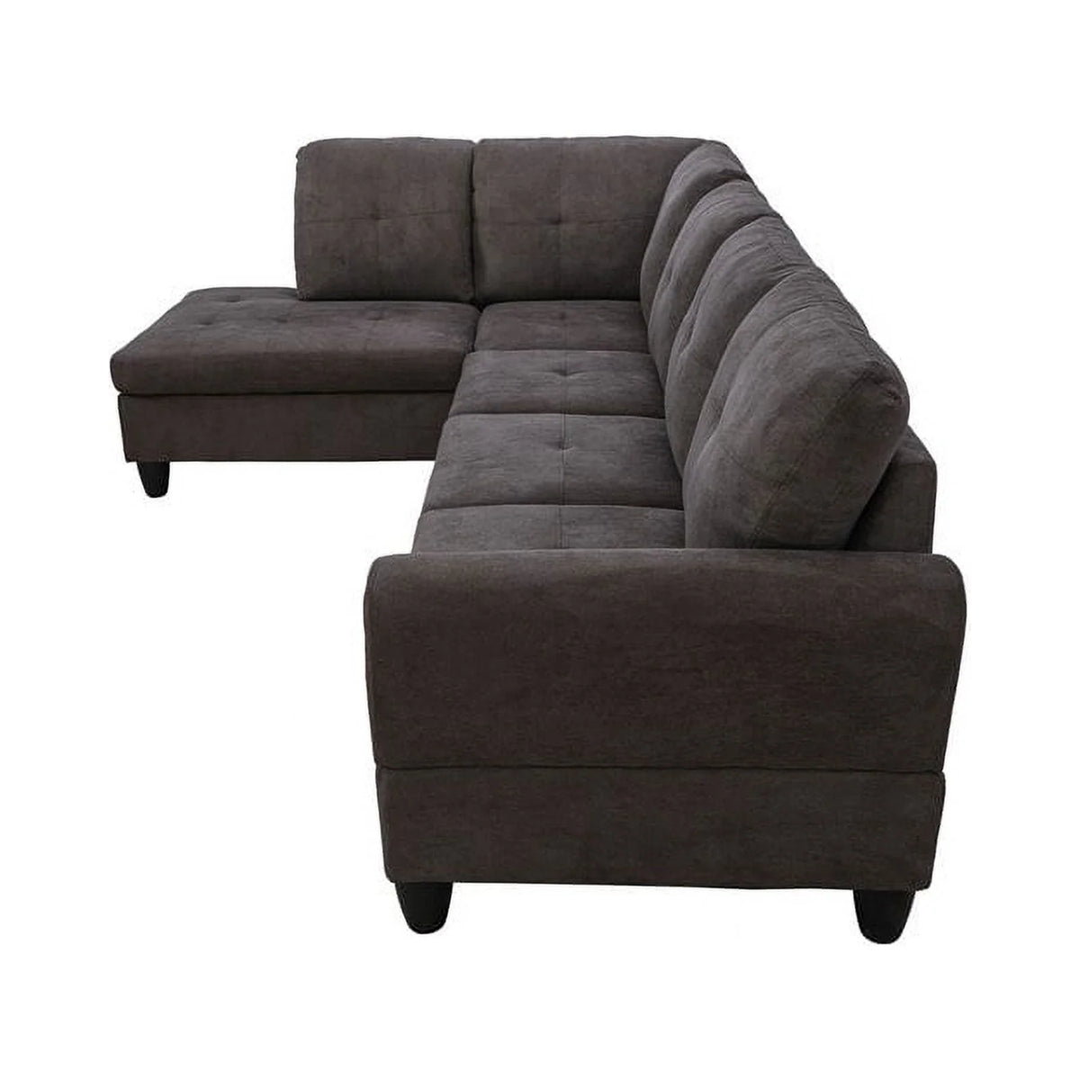 Linen Fabric Sectional Sofa Set in Dark Brown F759