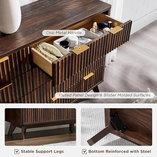 7 Drawer Wood Dresser with Faux Marble Top P701