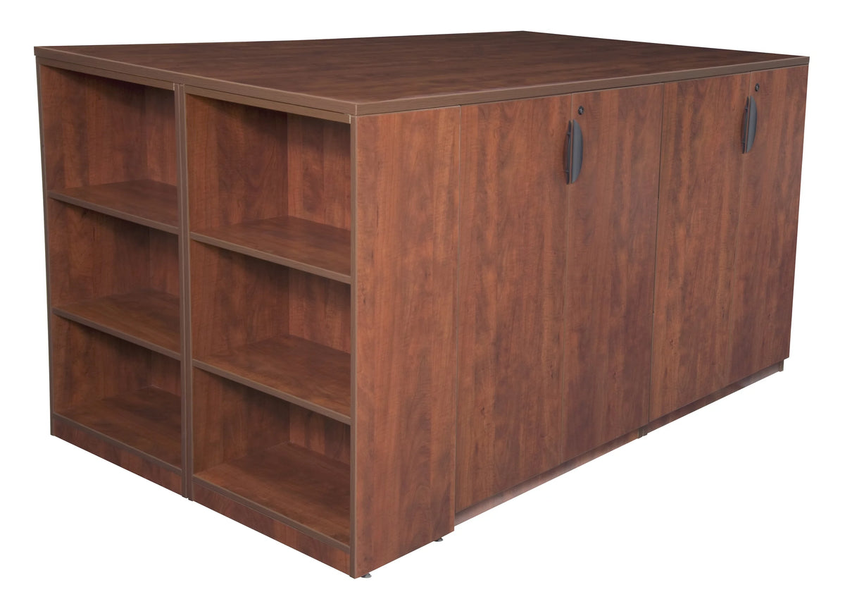 Cherry 2 Storage Cabinet 2 Desk with Bookcase Z25033
