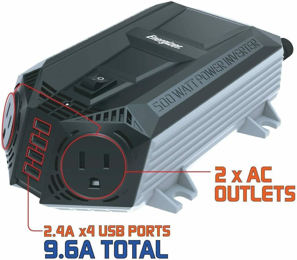 500 Watt Power Inverter, 12V DC to 110V AC, Modified Sine Wave, Pack of 2 S171701
