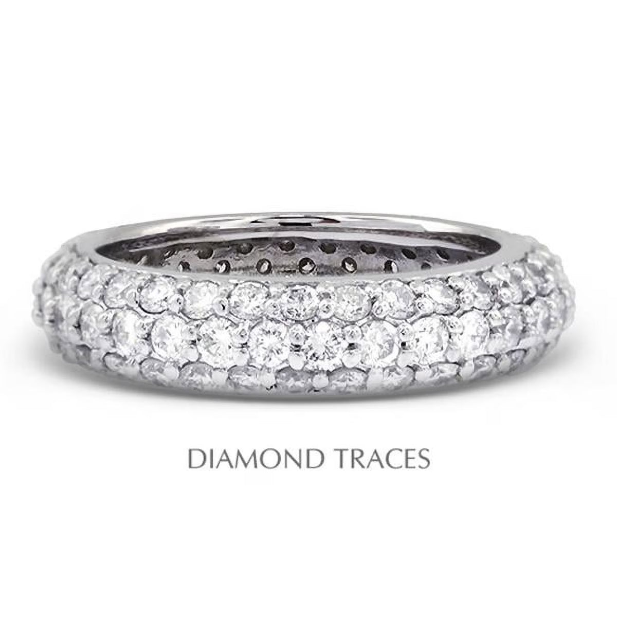 14K White Gold Pave Setting Three Row Band Eternity Ring M971333