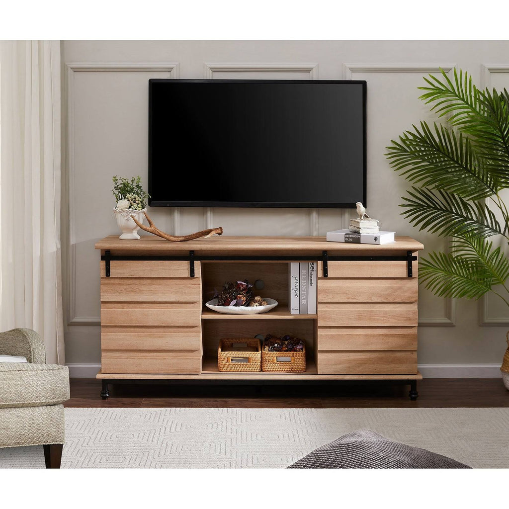 Oak Sliding Barn Door TV Stand Storage Cabinet O715