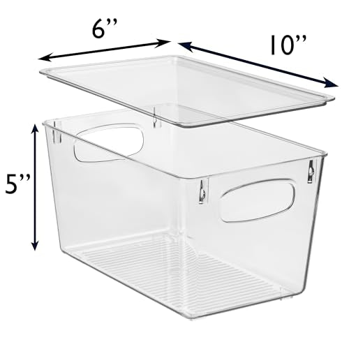 Plastic Storage Bins with Lids, 4 Pack R216289