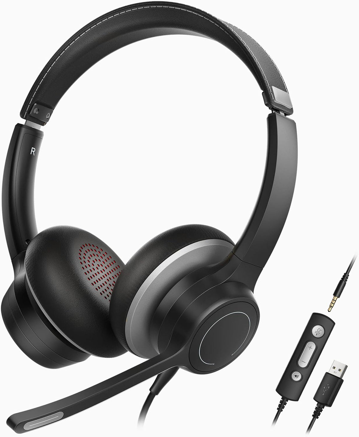 USB Headset with Microphone, Noise Cancelling, 3.5mm Wired, Pack of 2 N57063