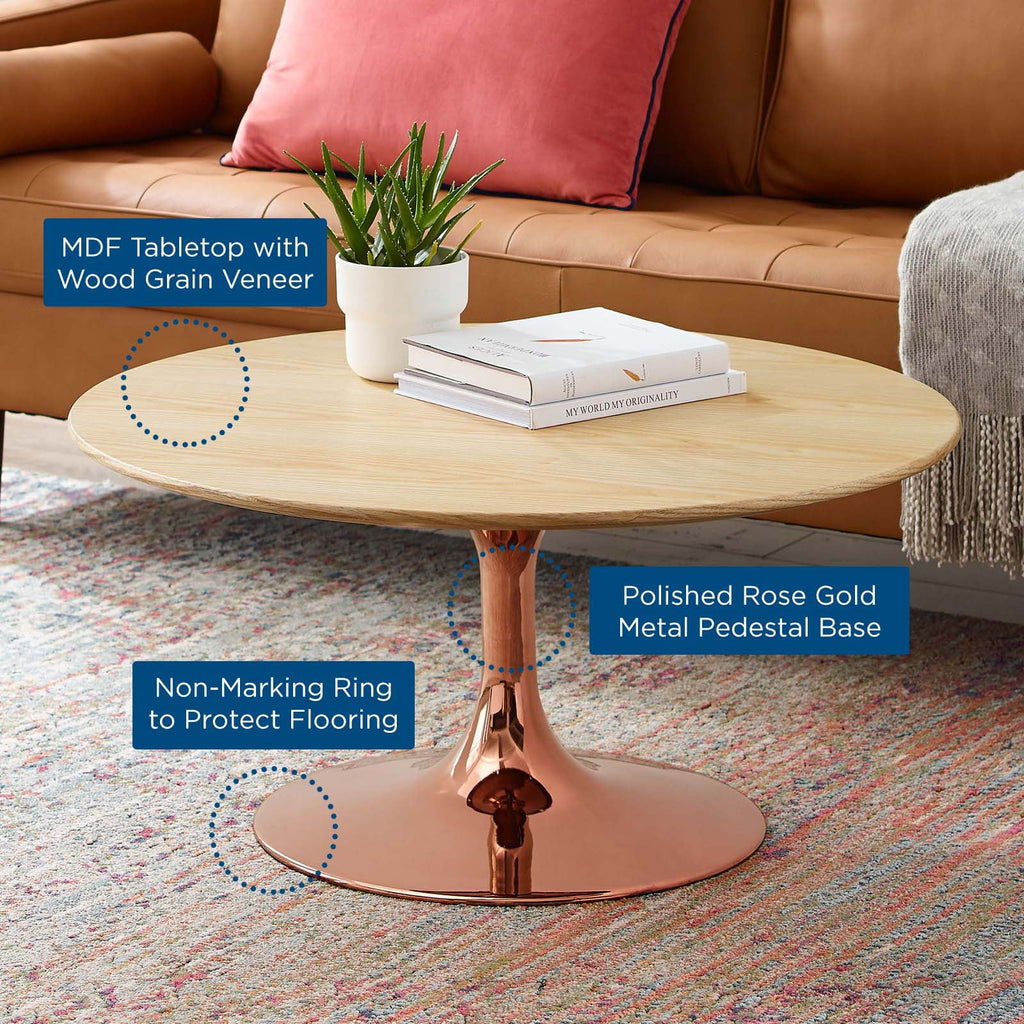 Round Wood Metal Coffee Table Z595