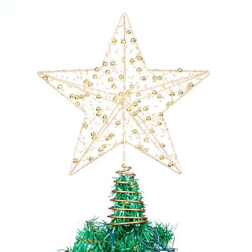 9.5inch Metal Beaded Star Tree Topper D755