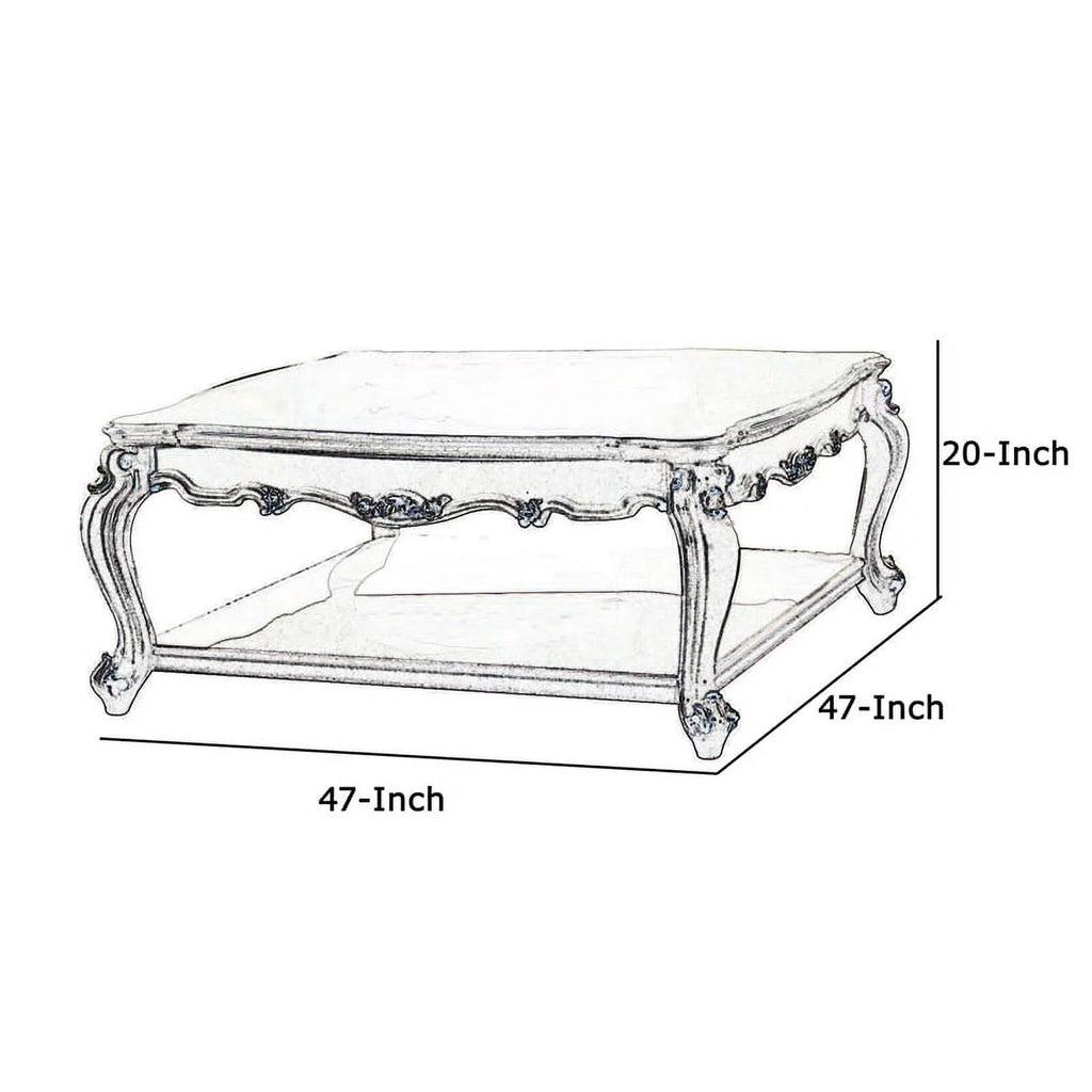 Antique White Scalloped Top Coffee Table V3543