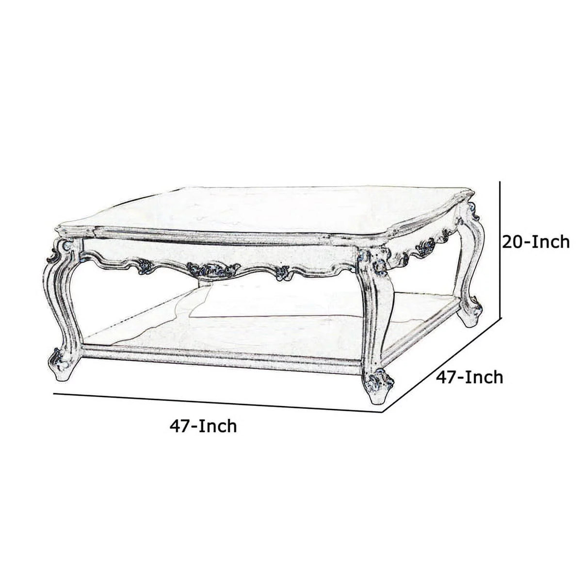 Antique White Scalloped Top Coffee Table V3543
