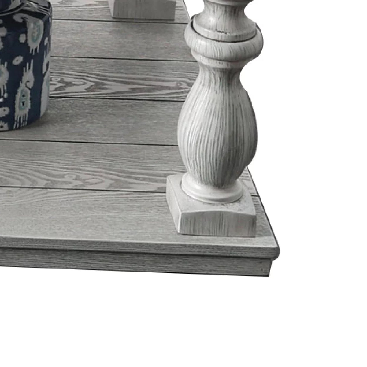 Antique White Plank Top Coffee Table with Open Shelf Q59691