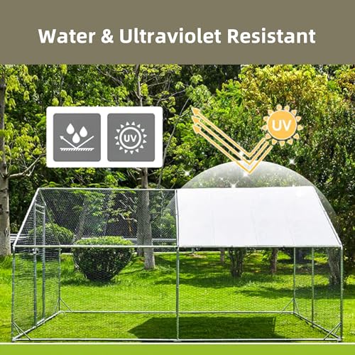 Large Walk-in Metal Chicken Coop with Waterproof Cover B45992