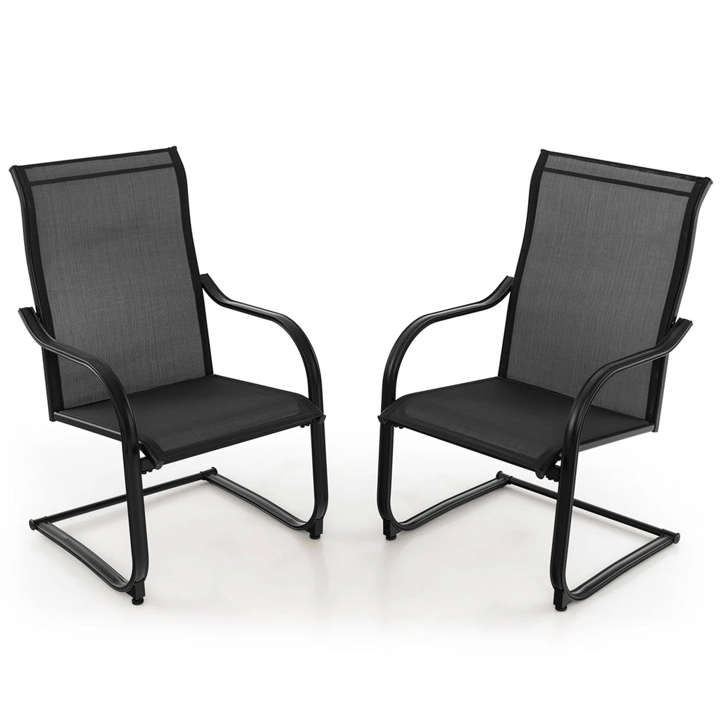 2pcs Black C-Spring Patio Dining Chairs Q653
