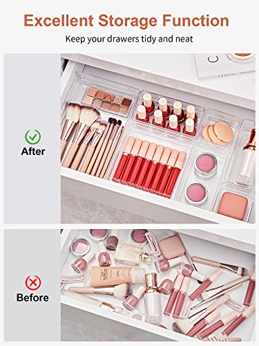 13-Piece Clear Drawer Organizer with Non-Slip Silicone Pads B40384