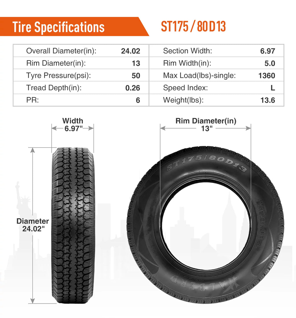ST175/80D13 Trailer Tire Load Range C V88697